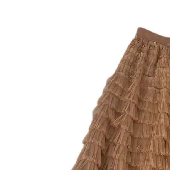 Camel Color Tulle Skirt- Fully Lined - Picture 3 of 3